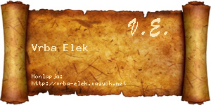 Vrba Elek névjegykártya